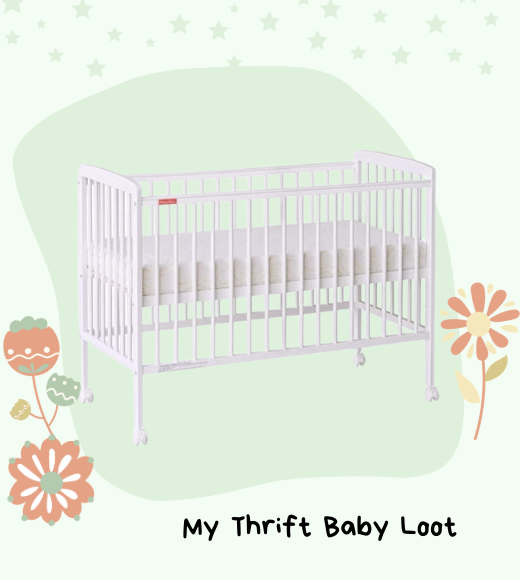 Preloved Fisher Price White Wooden Crib with Matress ( Mumbai )
